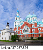 View of the Cathedral of the Transfiguration of the Lord in the Valaam Monastery. Стоковое фото, фотограф Михаил Аккуратoв / Фотобанк Лори