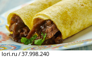 Cheesy Baked BBQ Pork Taquitos. Стоковое фото, фотограф Александр Fanfo / Фотобанк Лори