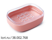 Empty plastic soap dish isolated on white. Стоковое фото, фотограф Сергей Толмачёв / Фотобанк Лори
