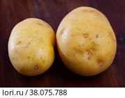 Two potatoes on wooden background. Стоковое фото, фотограф Яков Филимонов / Фотобанк Лори