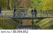 Петергоф, парк Александрия осенью. Канал парка с утками. Peterhof, Alexandria Park in autumn. The canal of the park with ducks. (2021 год). Редакционное видео, видеограф Евгений Романов / Фотобанк Лори