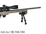 A sniper rifle with an optical sight under the bipod forepart (2022 год). Редакционное фото, фотограф Camptoloma / Фотобанк Лори