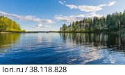 Landscape lake with reflection, clouds. Стоковое фото, фотограф Михаил Аккуратoв / Фотобанк Лори