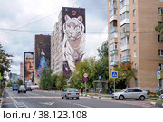 Международный фестиваль уличного искусства "Культурный код - 2022" в Балашихе, улица Новая, мкр-н Железнодорожный. Редакционное фото, фотограф stargal / Фотобанк Лори