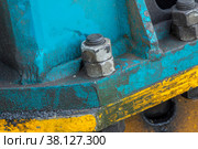 Bolted connection with a locknut or Jam nut of two large parts subjected to large vibration loads. Стоковое фото, фотограф Дмитрий Коростылев / Фотобанк Лори