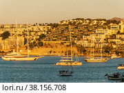 Beautiful morning landscape with sunrise in the Gulf of Gumbet of the city of Bodrum. Стоковое фото, фотограф Ярославский Максим / Фотобанк Лори