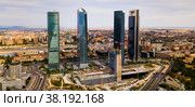 Four towers of the business district in Madrid. Стоковое фото, фотограф Яков Филимонов / Фотобанк Лори