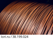 Production of copper wire, cable in reels at factory. Cable factory. Стоковое фото, фотограф Сергей Толмачёв / Фотобанк Лори
