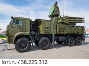"Панцирь-С1" - российский  зенитный ракетно-пушечный комплекс  крупным планом. Экспонат международного военно-технического форума "Армия-2022" Редакционное фото, фотограф Виктор Карасев / Фотобанк Лори