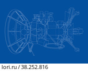 Communication satellite concept outline. Vector. Стоковая иллюстрация, иллюстратор Кирилл Черезов / Фотобанк Лори