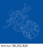 Communication satellite concept outline. Vector. Стоковая иллюстрация, иллюстратор Кирилл Черезов / Фотобанк Лори