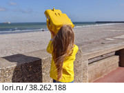 A girl looking at the ocean through a binoscope. Стоковое фото, фотограф Irina Kuchugurina/Gaudy / Фотобанк Лори