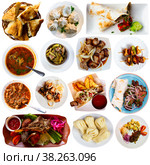 Diversified dishes of Georgian cuisine over white background. Стоковое фото, фотограф Яков Филимонов / Фотобанк Лори