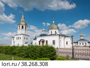 Россия, Уральский федеральный округ, Сибирь, Тюменьская область, Абалакский Свято-Знаменский монастырь, Православный мужской монастырь Русской православной церкви в Тобольской и Тюменской епархии. Расположен в селе Абалак на правом берегу Иртыша в 20 км от Тобольска (2018 год). Стоковое фото, фотограф Александр Циликин / Фотобанк Лори
