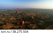 Ballooning in the dawn over Bagan, Myanmar (2013 год). Стоковое фото, фотограф Сергей Майоров / Фотобанк Лори