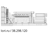 Large industrial diesel generator. Стоковое видео, видеограф Кирилл Черезов / Фотобанк Лори
