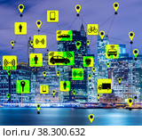 Ridesharing and carpooling concept in the city. Стоковое фото, фотограф Elnur / Фотобанк Лори