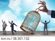 Business people and golden cage concept. Стоковое фото, фотограф Elnur / Фотобанк Лори