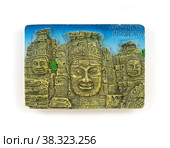Souvenir (magnet) from Cambodia isolated on white background. Design element with clipping path. Стоковое фото, фотограф Елена  Попкова / Фотобанк Лори