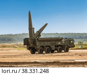 Russia. Moscow region, Alabino polygon, International Army games-2020.  A demonstration of the combat and firing capabilities of the Russian operational-tactical missile complex "Iskander" Редакционное фото, фотограф Наталья Волкова / Фотобанк Лори