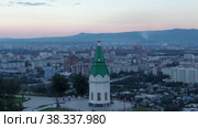 Часовня Параскевы Пятницы в Красноярске с эффектом Хичкока (2021 год). Редакционное видео, видеограф Игорь Якушин / Фотобанк Лори