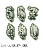 Vector decorative original alphabet numbers font. Стоковая иллюстрация, иллюстратор Александр Володин / Фотобанк Лори
