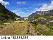 Nature of Hooker valley, New Zealand. Стоковое фото, фотограф Сергей Стрелков / Фотобанк Лори
