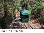 Santiago, Chile - 24 Dec 2019. Telepherique, the cable way on San Cristobal Hill, Santiago, Chile. Редакционное фото, фотограф Сергей Стрелков / Фотобанк Лори