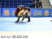 Orenburg, Russia - October 5, 2019: Men compete in Pankration wrestling. Редакционное фото, фотограф Владимир Галкин / Фотобанк Лори