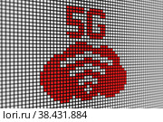 5G text scoreboard blurred background 3d illustration. Стоковая иллюстрация, иллюстратор Максим Иванов / Фотобанк Лори