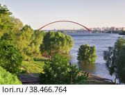 Bugrinskij bridge across the Ob. Стоковое фото, фотограф ArhSib / Фотобанк Лори