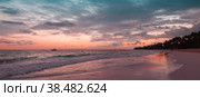 Atlantic Ocean coast on a sunrise, Bavaro beach, Dominican Republic (2017 год). Стоковое фото, фотограф EugeneSergeev / Фотобанк Лори