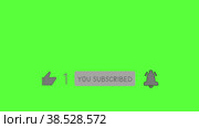 Like. Subscribe. Bell. Shape animation Subscribe template on green background for your video on youtube channel. Подпишись на канал, поставь лайк, нажми на колокольчик.  Анимированный шаблон для ютуб видео (на зеленом фоне). Стоковая анимация, аниматор Егор Кузенков / Фотобанк Лори