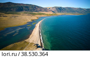 Lake Baikal from the air. View of the bay from Cape Uyuga. Стоковое фото, фотограф Виктория Тельминова / Фотобанк Лори