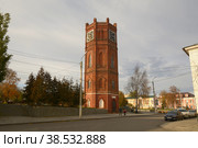Водонапорная башня с часами, город Елец (2021 год). Стоковое фото, фотограф Сапрыгин Сергей / Фотобанк Лори