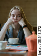 sad blond woman. Стоковое фото, фотограф Lekcej / Фотобанк Лори