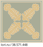 Vector decorative floral element in Assyrian style. Стоковая иллюстрация, иллюстратор Елена  Попкова / Фотобанк Лори
