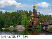 Церковь Андрея Первозванного на реке Вуокса. Ленинградская область. Россия (2018 год). Стоковое фото, фотограф Анна Карасева / Фотобанк Лори