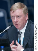 Russia. Saint-Petersburg. XIX St. Petersburg International Economic Forum (SPIEF). Chairman of the Management Board of RUSNANO Management Company, LLC Anatoly Chubais. Россия. Санкт-Петербург. XIX Петербургский Международный экономический форум (ПМЭФ). Председатель правления ООО `УК `РОСНАНО` Анатолий Чубайс. (2015 год). Редакционное фото, фотограф Алексей Смышляев / Фотобанк Лори