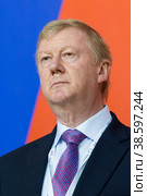 Russia. Saint-Petersburg. XIX St. Petersburg International Economic Forum (SPIEF). Chairman of the Management Board of RUSNANO Management Company, LLC Anatoly Chubais. Россия. Санкт-Петербург. XIX Петербургский Международный экономический форум (ПМЭФ). Председатель правления ООО `УК `РОСНАНО` Анатолий Чубайс. (2018 год). Редакционное фото, фотограф Алексей Смышляев / Фотобанк Лори