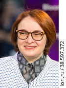 Russia. Saint-Petersburg. XXIII St. Petersburg International Economic Forum 2019. SPIEF 2019 participants. Russian statesman and politician, Chairman of the Central Bank of the Russian Federation Elvira Nabiullina. Россия. Санкт-Петербург. XXIII Петербургский международный экономический форум 2019. Участники ПМЭФ-2019. Российский государственный и политический деятель, председатель Центрального банка Российской Федерации Эльвира Набиуллина. Редакционное фото, фотограф Алексей Смышляев / Фотобанк Лори