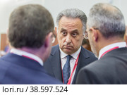 Russia. Saint-Petersburg. XXIII St. Petersburg International Economic Forum 2019. SPIEF 2019 participants. Deputy Prime Minister of the Russian Federation Vitaly Mutko. Россия. Санкт-Петербург. XXIII Петербургский международный экономический форум 2019. Участники ПМЭФ-2019. Заместитель председателя правительства Российской Федерации Виталий Мутко. Редакционное фото, фотограф Алексей Смышляев / Фотобанк Лори