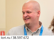 Россия. Санкт-Петербург. Иван Ямщиков, руководитель лаборатории естественного языка Яндекса. Конференция Вектор будущего. Russia. Saint-Petersburg. Ivan Yamshchikov, Head of the Yandex Natural Language Laboratory. The Vector of the Future Conference. (2021 год). Редакционное фото, фотограф Алексей Смышляев / Фотобанк Лори
