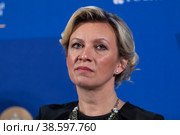 Россия. Санкт-Петербург. Санкт-Петербургский Международный Экономический Форум. Государственный деятель Мария Захарова. Russia. Saint-Petersburg. St. Petersburg International Economic Forum. Statesman Maria Zakharova. (2022 год). Редакционное фото, фотограф Алексей Смышляев / Фотобанк Лори