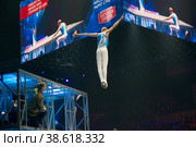 Выступление гимнастов на шоу Алексея Немова “Легенды спорта” - 2018 в Московском Дворце спорта в Лужниках, Россия. Редакционное фото, фотограф Pukhov K / Фотобанк Лори