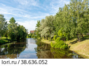 Река Охта. Санкт-Петербург (2018 год). Редакционное фото, фотограф Александр Щепин / Фотобанк Лори