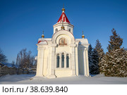 Часовня Георгия Победоносца зимним морозным днем. Мышкин, Ярославская область (2023 год). Стоковое фото, фотограф Анна Карасева / Фотобанк Лори
