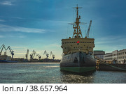 St. Petersburg, Russia : The legendary icebreaker Krasin is permanently moored at the port berth on the Neva River. Museum of the World Ocean. Historic ship, conqueror of the Arctic (2023 год). Редакционное фото, фотограф Владимир Ендовицкий / Фотобанк Лори