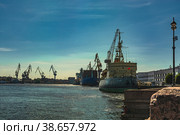 St. Petersburg, Russia : The legendary icebreaker Krasin is permanently moored at the port berth on the Neva River. Museum of the World Ocean. Historic ship, conqueror of the Arctic (2023 год). Редакционное фото, фотограф Владимир Ендовицкий / Фотобанк Лори