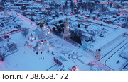 Aerial view of the architectural ensemble of ancient Kremlin. Kolomna. Russia. Стоковое видео, видеограф Яков Филимонов / Фотобанк Лори